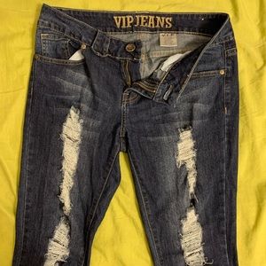 VIP Jeans dark denim ripped jeans